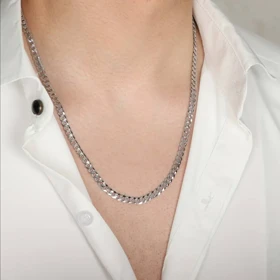 گردنبند نقره مردانه مدل ایتالیایی کارتیر تخت