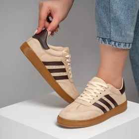 کفش و کتانی زنانه و دخترانه مدل آدیداس ADIDAS رنگ کرم قهوه ای