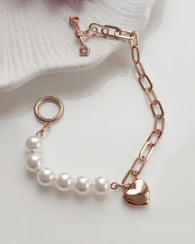 دستبند زنجیری مروارید و قلب ژوپینگ