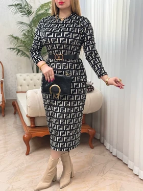 پیراهن مخمل فندی 3462