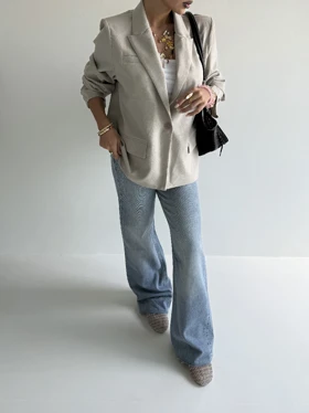 کت لینن طرح جیب