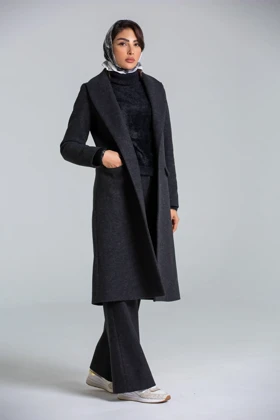 پالتو یقه بلیزر بلند (مشکی)