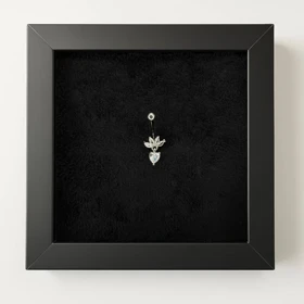 پرسینگ نقره ناف آویز نگین‌دار طرح قلب