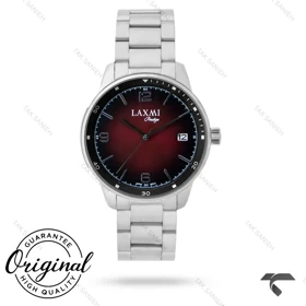ساعت لاکسمی 8153-1 سیلور صفحه زرشکی مردانه Laxmi-9227-G