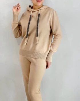 ست هودی و شلوار بافت کد 4094