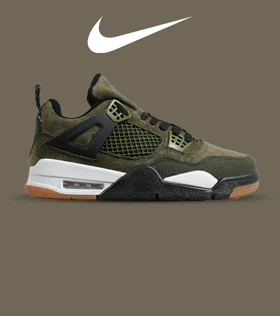 کتانی ساق‌دار زنانه و مردانه سبز Nike air jordan 4 مدل 7305