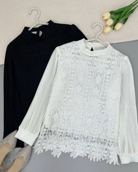 شومیز تمام دانتل آستین پلیسه کد 4763