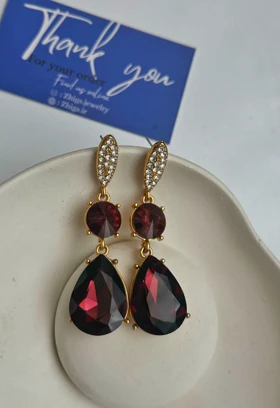 گوشواره مجلسی با نگین بنفش