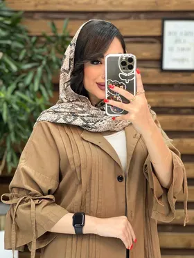 مانتو لینن جلو پیله آستین بنددار