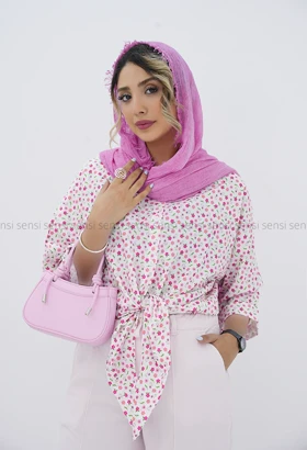 شومیزطرح دار جلو گره