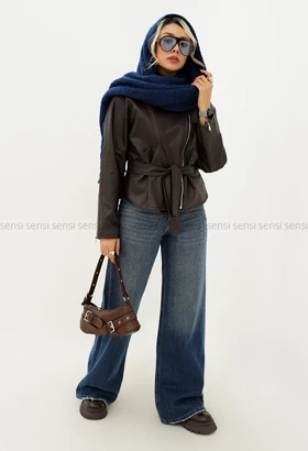 بایکر چرم یقه ایستاده کد1004937