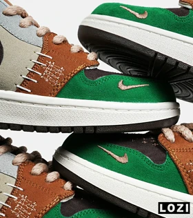 کفش کتانی مردانه و زنانه قهوه ای طوسی سبز نایک NIKE jordan Vodoo مدل 6194