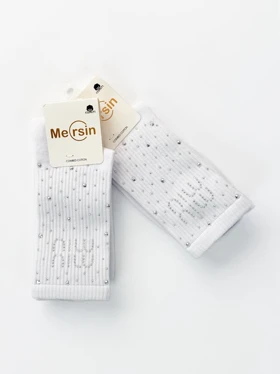 جوراب ساق‌دار نخ پنبه نگین‌دار میو میو miu miu