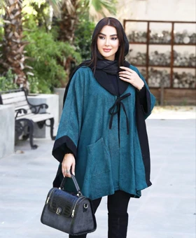 مانتو پانچ مخمل کبریتی سیلوان ( سایز بزرگ)