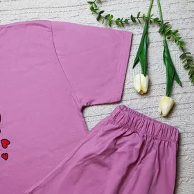 ست کراپ شورتک خرس قهوه ای کد 616