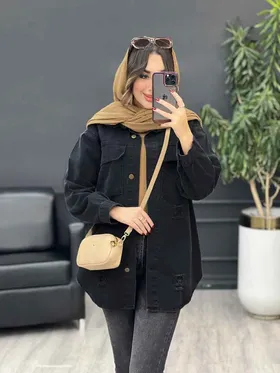 مانتو جین جیب پاکتی لاوین