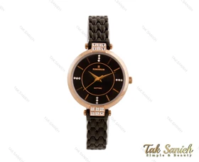 ساعت رومانسون زنانه نگین‌دار رزگلد مشکی Romanson-3732-L