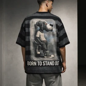 تیشرت طرح خفن سگ سنگشور تمام چاپ * پشت و رو چاپ باکسی لش