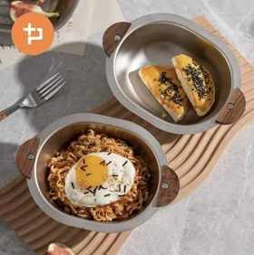 تابه استیل سیلور دسته چوبی در سه سایز