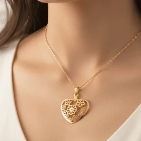 گردنبند زنانه مدل قلب گل