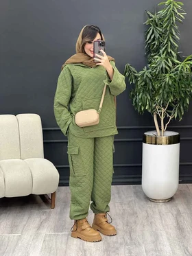 ست هودی و شلوار طرح لوزی