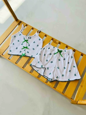 ست لباس راحتی تاپ و شورتک دخترانه و زنانه