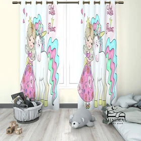 پرده کودک طرح اسب تک شاخ مدل W4932