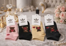 جوراب بچگانه فانتزی 12 جفتی برند آدیداس نخی نرم و لطیف