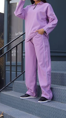 ست نیم زیپ نوار دوزی زنانه 11540