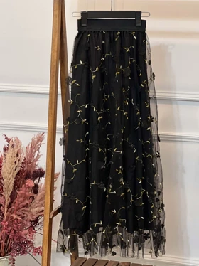 دامن تور اپلیکه ناز (مشکی)