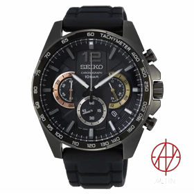 ساعت مچی مردانه سیکو (Seiko) مدل SSB349P1 (کرونوگراف اسپرت، قاب مشکی، بند سیلیکونی)