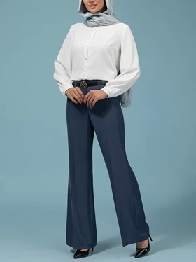 شلوار زنانه پارچه ای کرپ کنزو از بالا گشاد ریزشی 10106