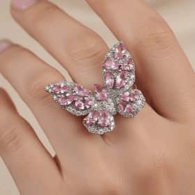 انگشتر زنانه مدل پروانه نگینی