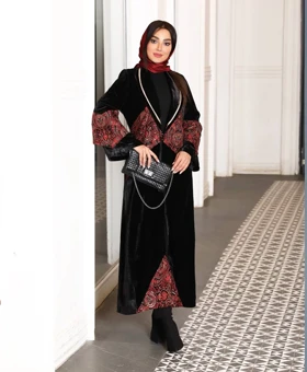 مانتو مجلسی مخمل با خرجکار هندی ( مزون دوز )