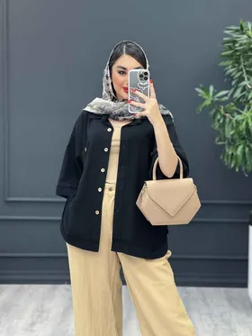 مانتو شومیزی ریش دار جیب دکمه