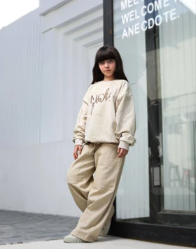 بلوز شلوار کتان دخترانه رنگ کرم کد 3769