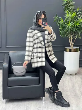 پالتو چهارخونه شش دکمه