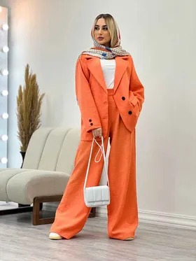 ست مانتو و شلوار آستین دو دکمه