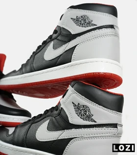 کفش کتانی مردانه و زنانه ساق‌دار مشکی طوسی قرمز NIKE jordan 1