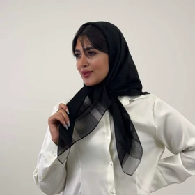 روسری ویسکوز چهارخونه (مشکی)