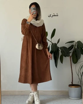 پیراهن مانتویی پاییزه آنیل جیب‌دار 3