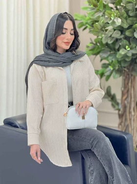 مانتو راه راه تک جیب