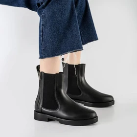 بوت و نیم بوت زنانه و دخترانه مدل دو بر کش بغل زیپ رنگ مشکی کد M665