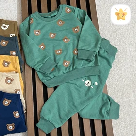 بلوز شلوار اسپرت (دختر و پسر) اقتصادی مدل خرسی کد 19 مناسب 2 تا 8 سال