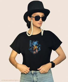 کراپ زنانه طرح دراگون بال شخصیت گوکو کد 969