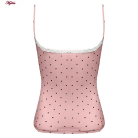 کراپ تاپ زنانه مدل پددار خال‌خالی رنگ صورتی ماییلدا کد 5301-6853