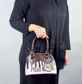 کیف زنانه دستی دوشی پیتون (Piton) کد 1343 (صورتی-قهوه ای)