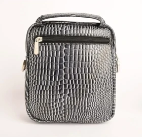 کیف چرم طبیعی کایسر طوسی کروکدیل