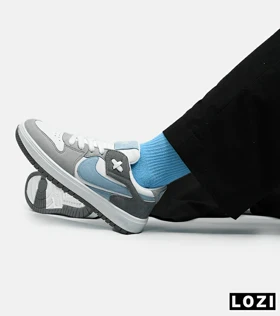 کفش مردانه و زنانه سفید طوسی آبی NIKE AIR JORDAN مدل 5529