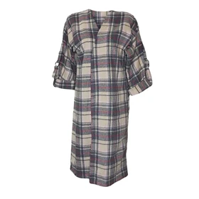 مانتو زنانه پاییزه بلند اسپرت چهارخونه پشمی